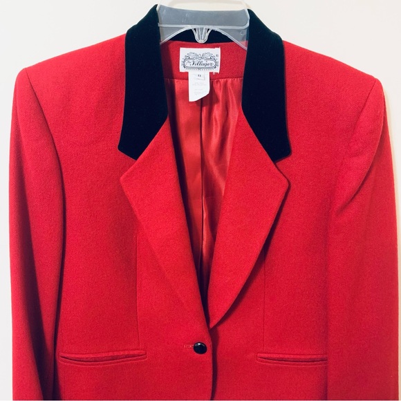 The Villager Vintage Wool Blend Blazer - Red - Size 8 - Picture 4 of 10